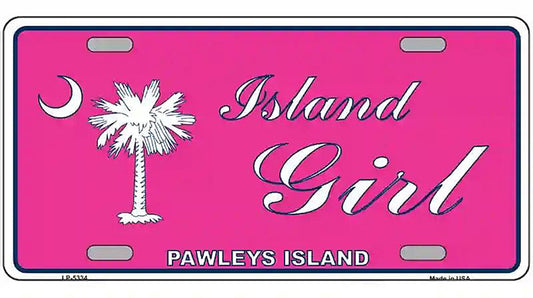 Island Girl Pink Metal Novelty License Plate