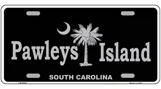 Pawleys Island Black Metal Novelty License Plate