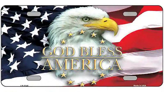 God Bless America Eagle Novelty Metal License Plate