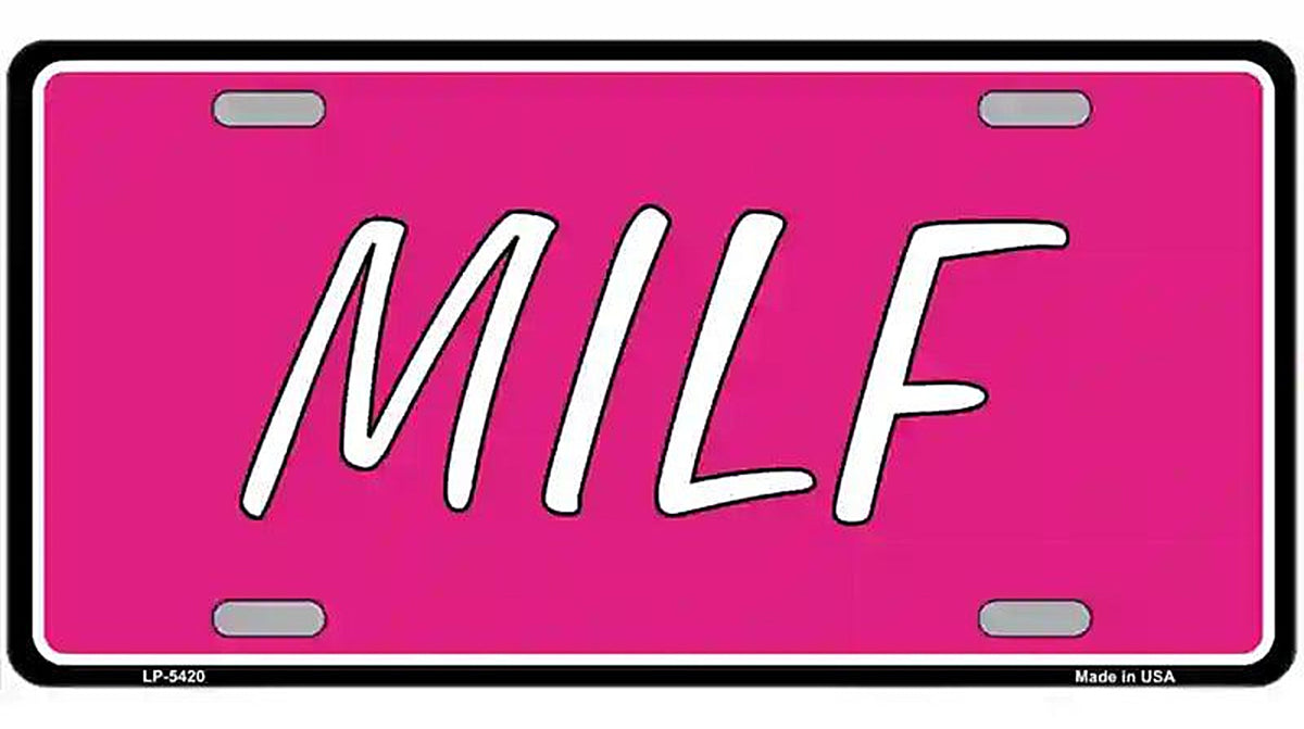M.I.L.F Pink Metal Novelty License Plate
