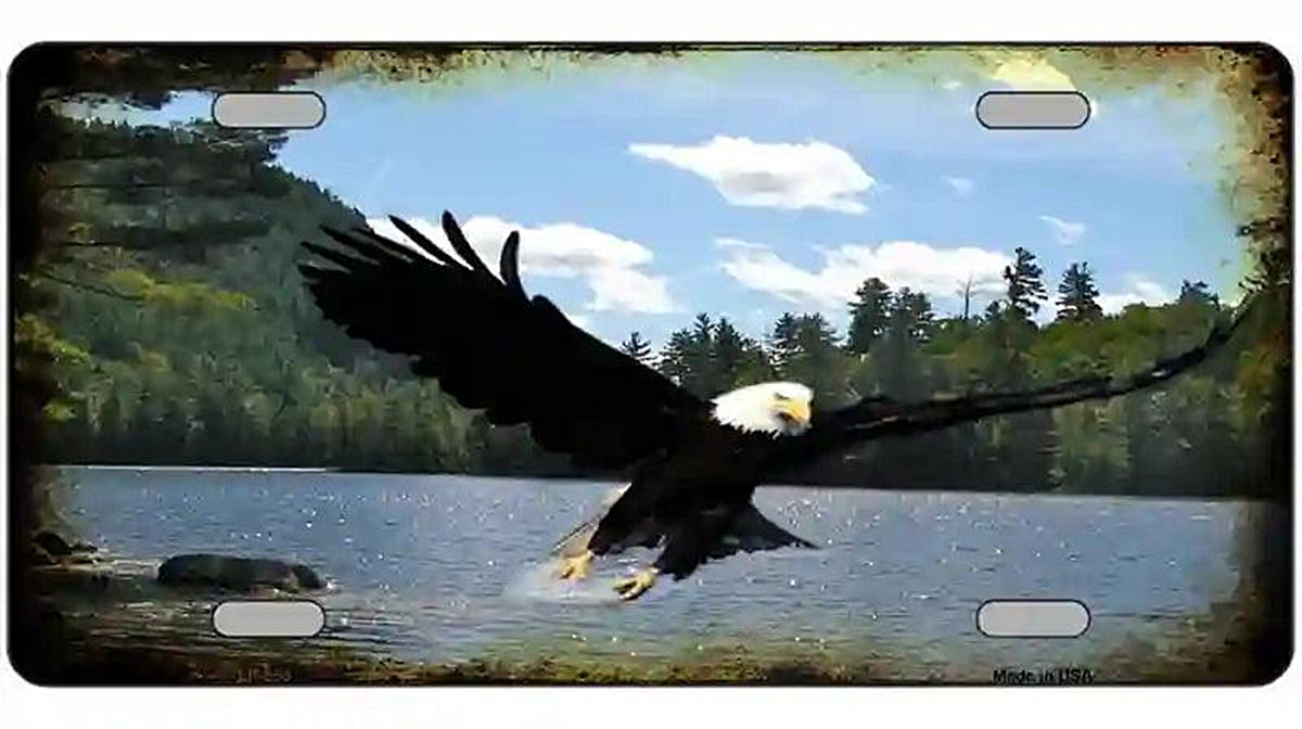 Eagle Over Water Novelty Metal License Plate