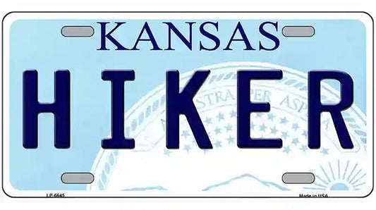 Hiker Kansas Novelty Metal License Plate