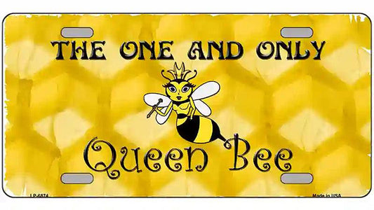 Queen Bee Honey Comb Metal Novelty License Plate
