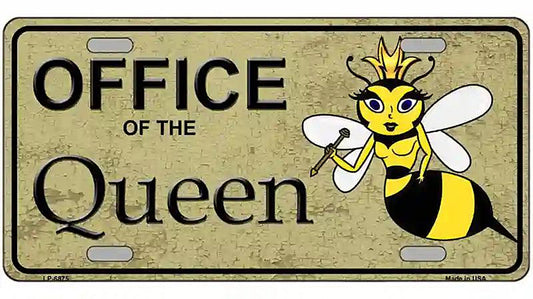 Office Of Queen Bee Metal Novelty License Plate