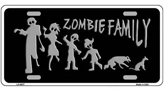 Zombie Family Black Novelty Metal License Plate