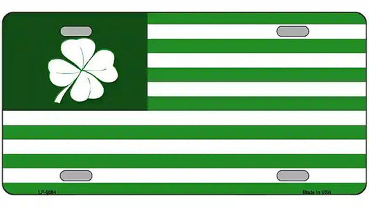 Green Shamrock Flag Metal Novelty License Plate