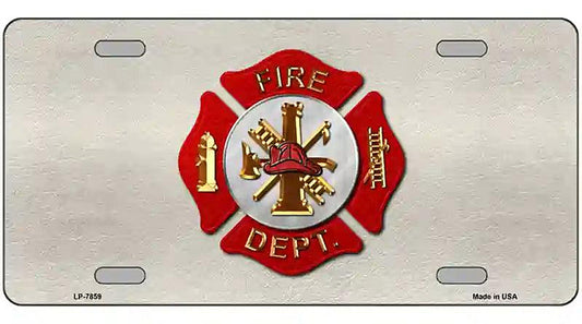 Fire Department Metal Novelty License Plate