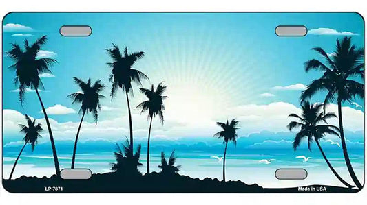 Sunset Blue Metal Novelty License Plate
