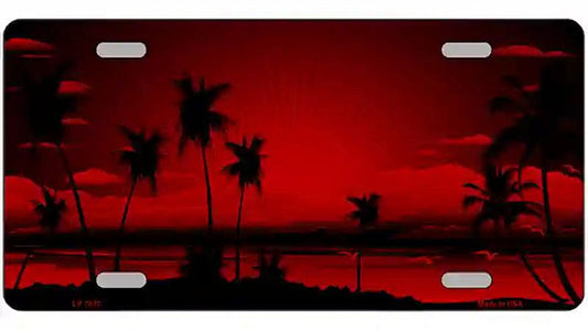 Sunset Red Metal Novelty License Plate