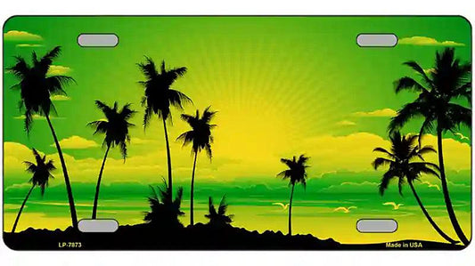 Sunset Yellow Green Metal Novelty License Plate