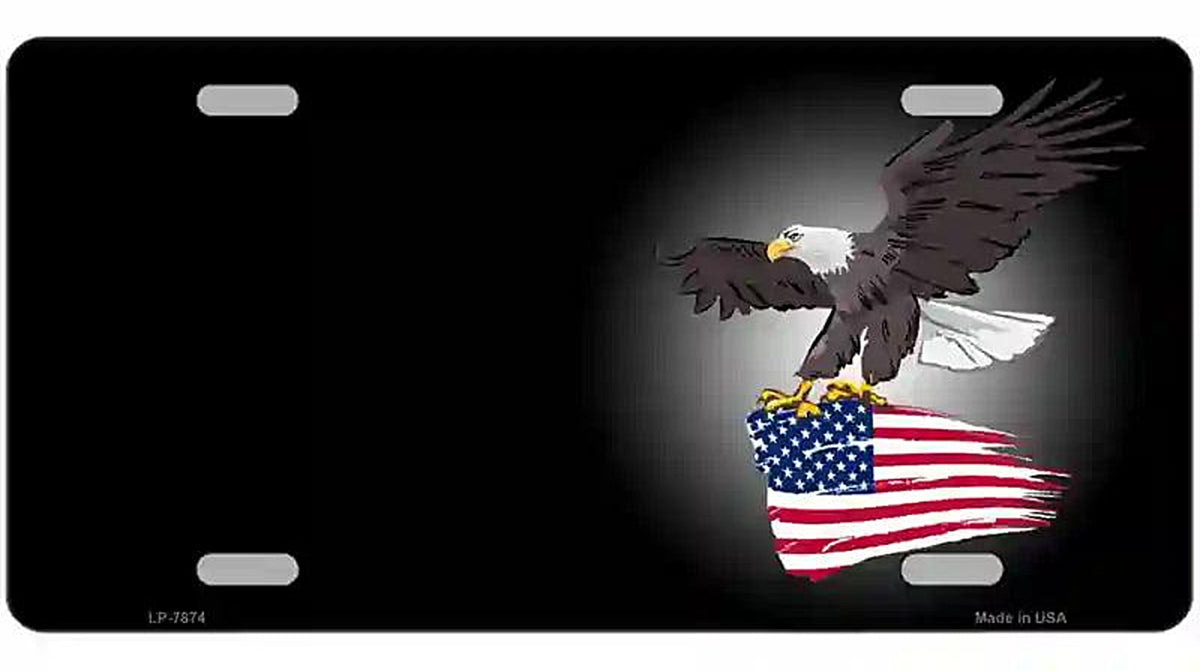 Eagle Flag Offset Metal Novelty License Plate