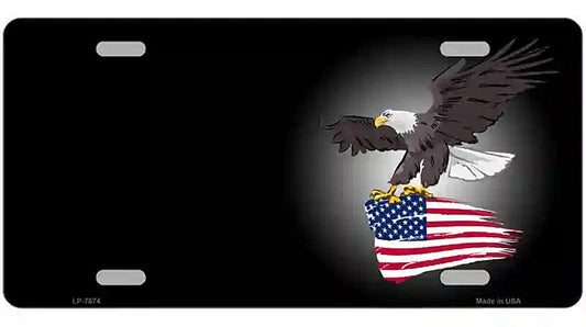 Eagle Flag Offset Metal Novelty License Plate