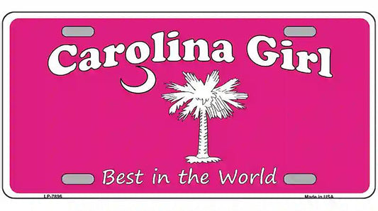 Carolina Girl Pink Novelty Metal License Plate