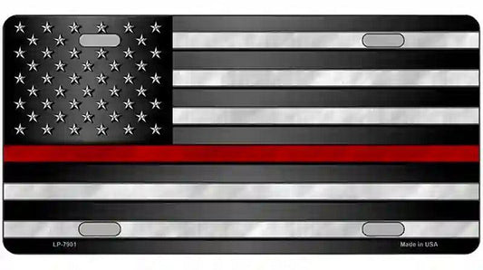 American Flag Thin Red Line Novelty Metal License Plate