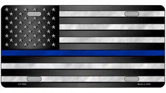 American Flag Thin Blue Line Novelty Metal License Plate
