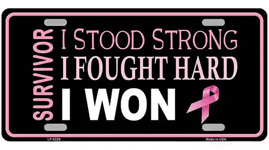 Breast Cancer Survivor Ribbon Novelty Metal License Plate
