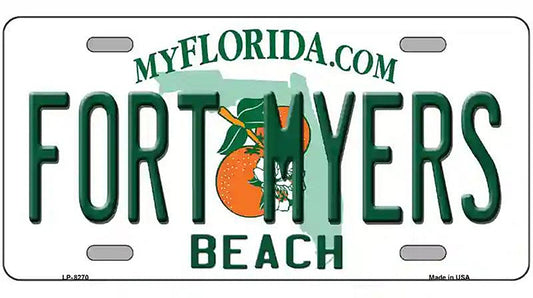 Fort Myers Beach Novelty Metal License Plate