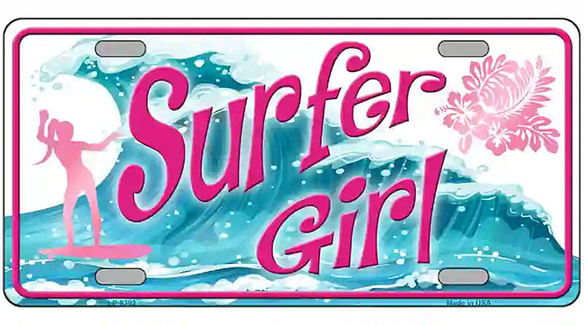 Surfer Girl Metal Novelty License Plate