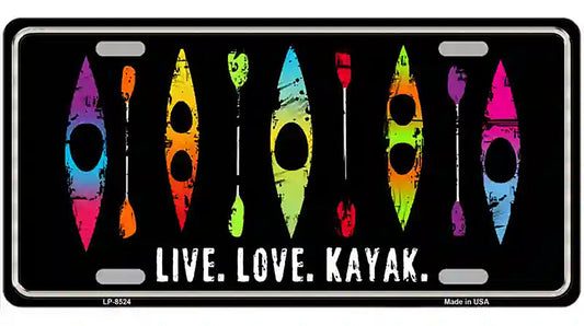 Live Love Kayak Metal Novelty License Plate