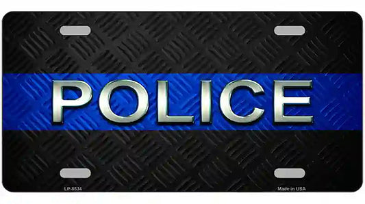 Police Thin Blue Line Metal Novelty License Plate