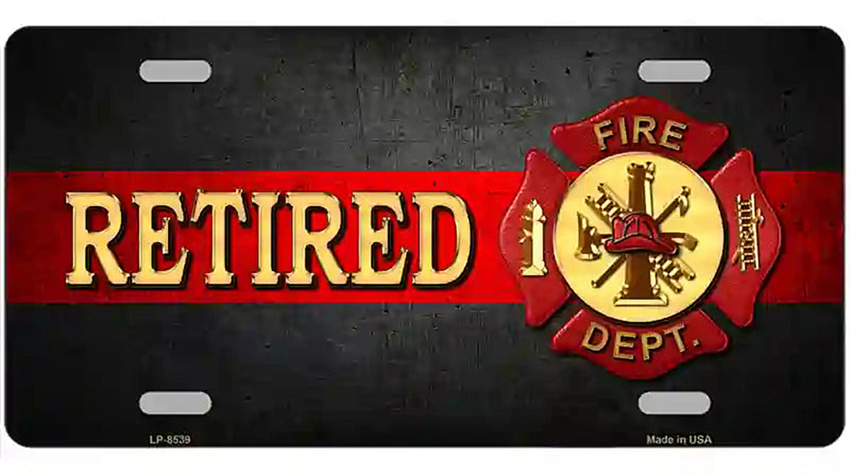 Retired Fire Thin Red Line Metal Novelty License Plate