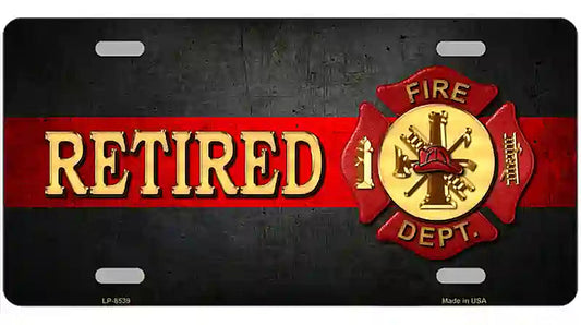Retired Fire Thin Red Line Metal Novelty License Plate
