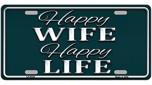 Happy Wife Happy Life Metal Novelty License Plate