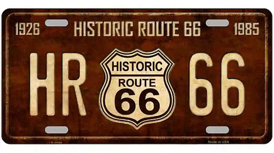 Historic Route 66 Vintage Metal Novelty License Plate