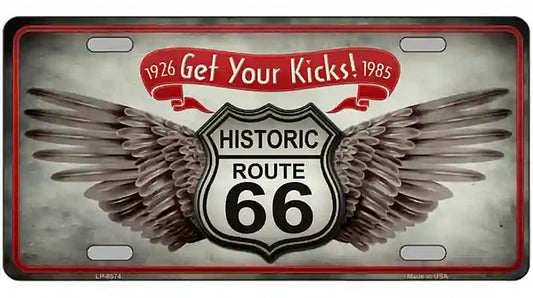 Get Your Kicks Metal Novelty License Plate