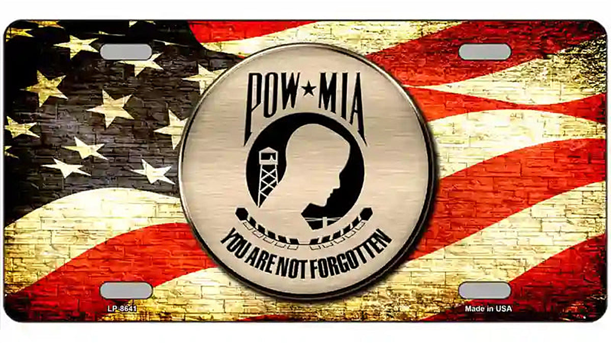 POW MIA With USA Flag Metal Novelty License Plate