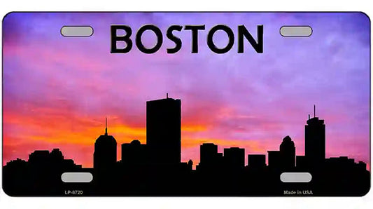 Boston Silhouette Metal Novelty License Plate