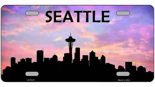 Seattle Silhouette Metal Novelty License Plate