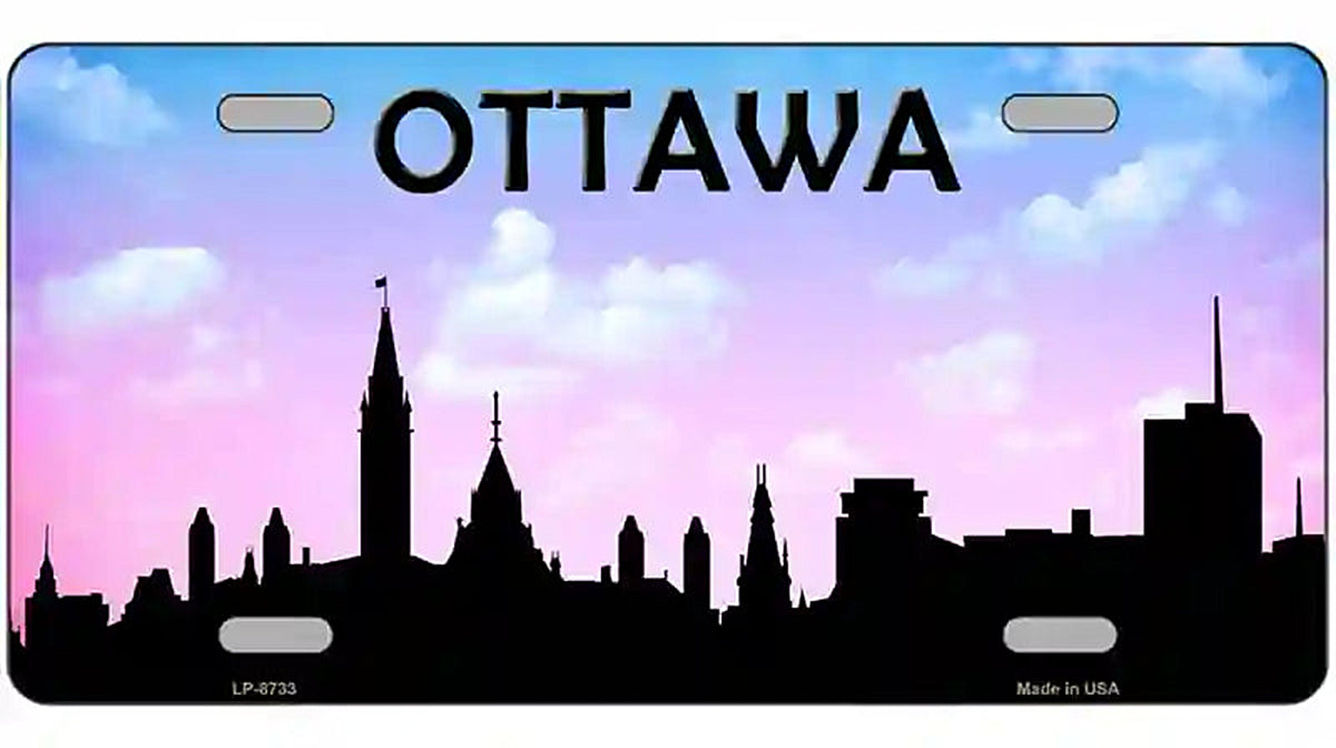 Ottawa Silhouette Metal Novelty License Plate