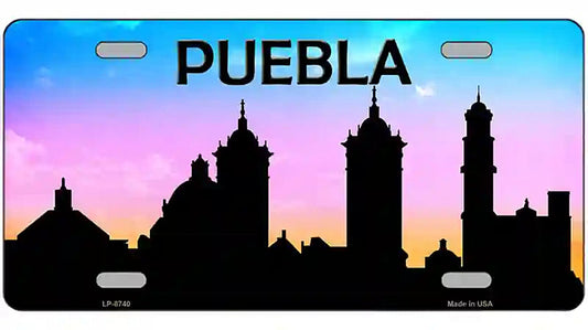 Puebla Silhouette Metal Novelty License Plate