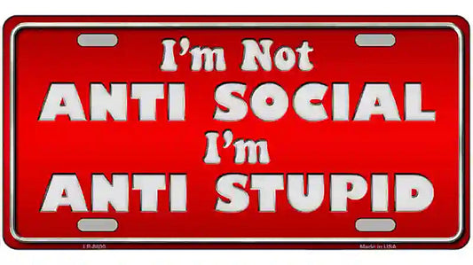 Anti Social Metal Novelty License Plate
