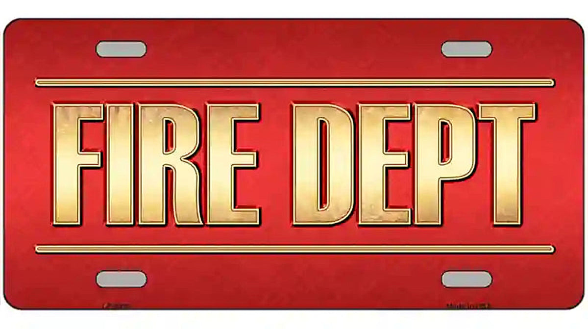 Fire Dept Novelty Metal License Plate