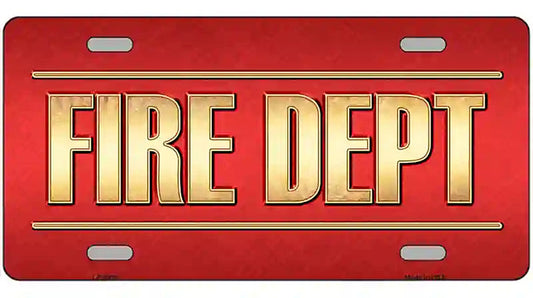 Fire Dept Novelty Metal License Plate