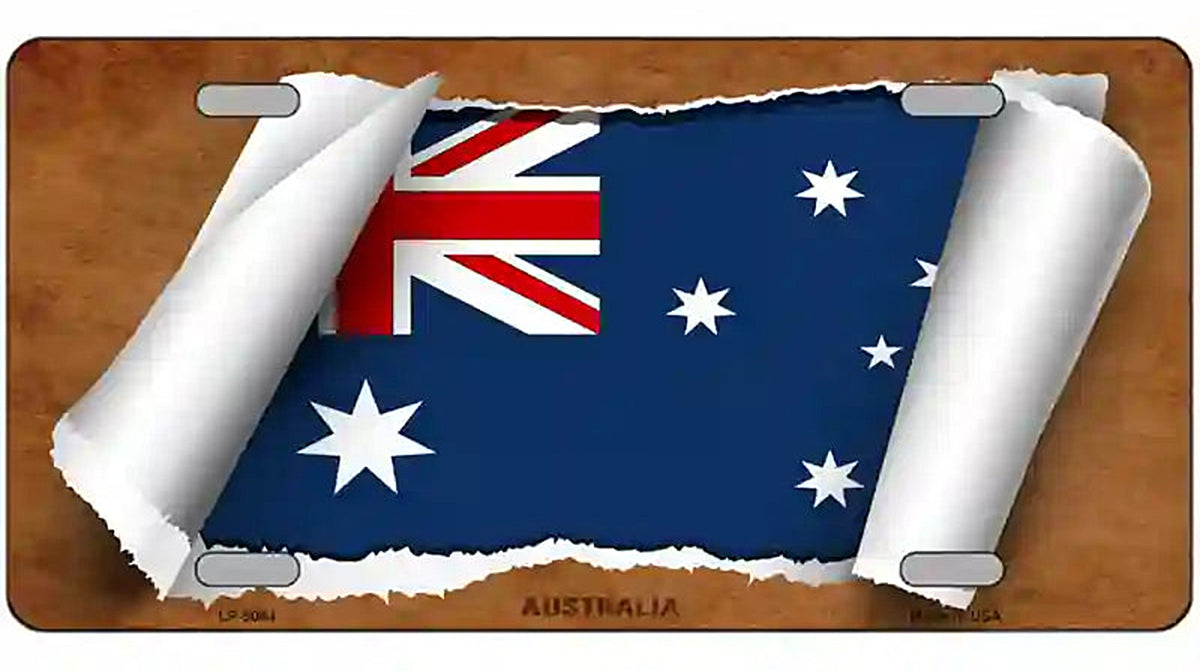 Australia Flag Scroll Metal Novelty License Plate
