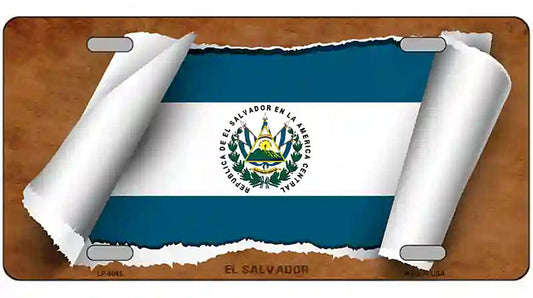 El Salvador Flag Scroll Metal Novelty License Plate