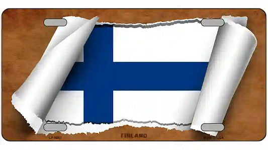 Finland Flag Scroll Metal Novelty License Plate