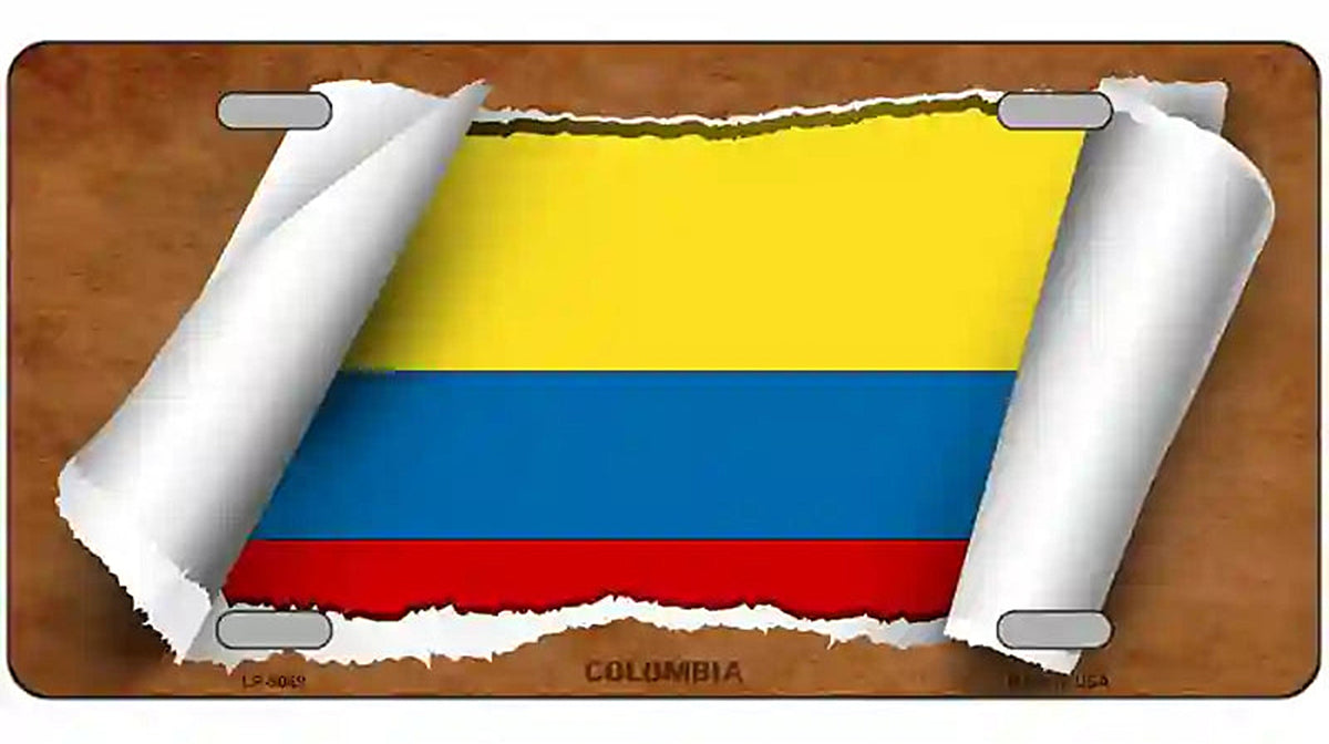 Colombia Flag Scroll Metal Novelty License Plate