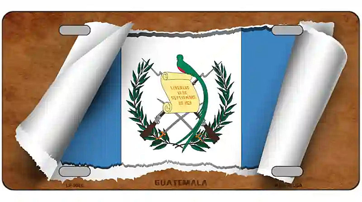 Guatemala Flag Scroll Metal Novelty License Plate