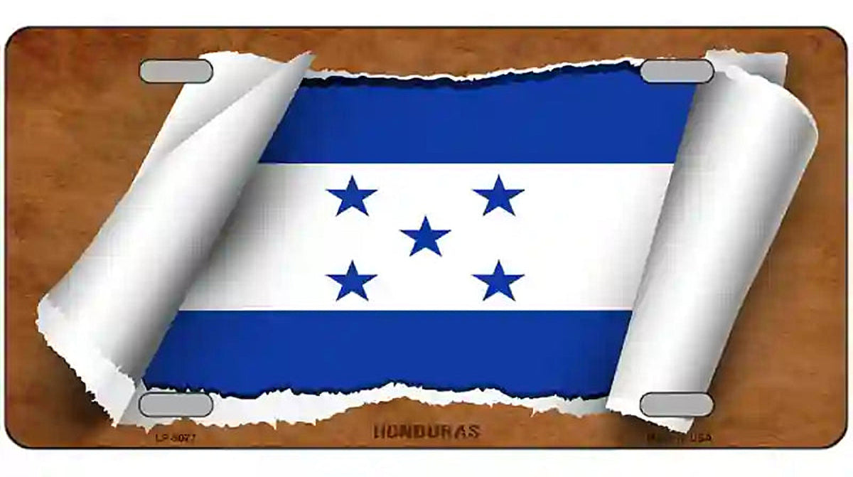 Honduras Flag Scroll Metal Novelty License Plate