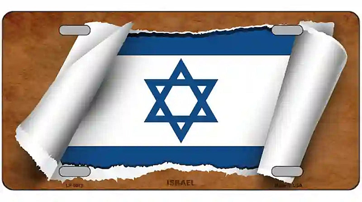 Israel Flag Scroll Metal Novelty License Plate