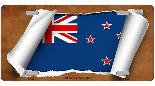 New Zealand Flag Scroll Metal Novelty License Plate