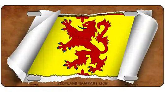Scotland Rampant Lion Flag Scroll Metal Novelty License Plate