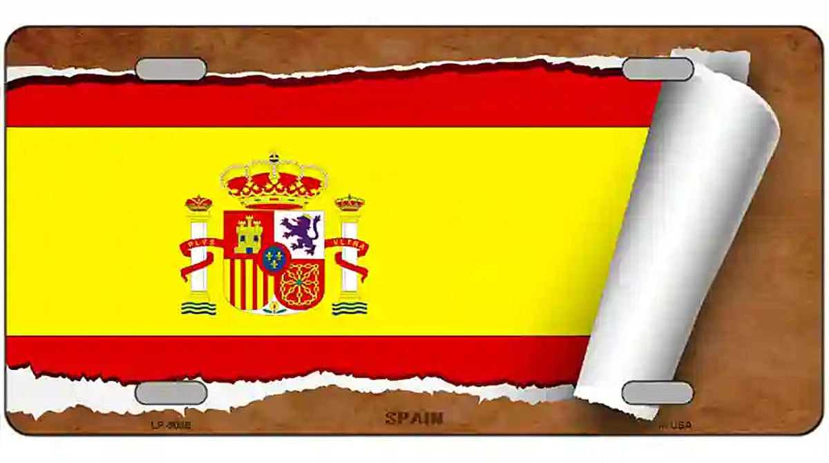 Spain Flag Scroll Metal Novelty License Plate