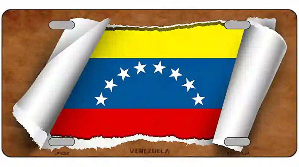 Venezuela Flag Scroll Metal Novelty License Plate