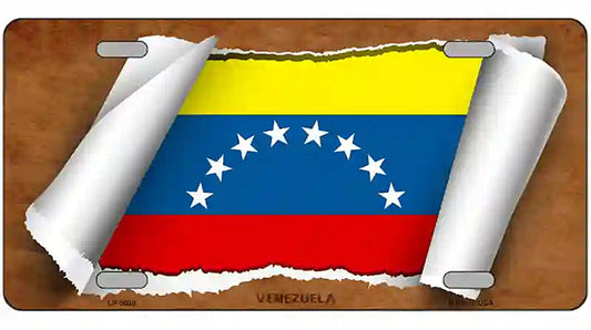 Venezuela Flag Scroll Metal Novelty License Plate