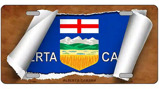 Alberta Canada Flag Scroll Metal Novelty License Plate
